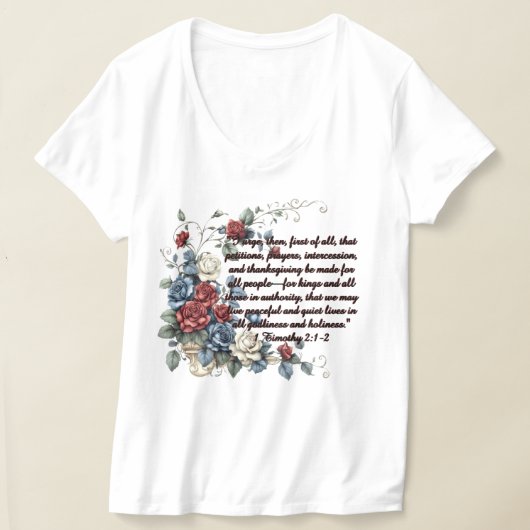 愛国 ティモテオの手紙一 2:1-2 フリース ブランケット Tシャツ (レイダウン)