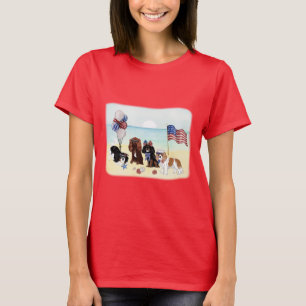 愛国、赤、白、青、7月4日の騎馬隊 Tシャツ