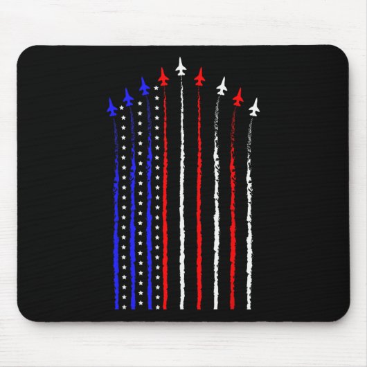 愛国 7月4日 戦闘機 飛行機 USA フラッグ Ki マウスパッド (正面)