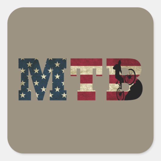 愛国 MTB アメリカ国旗 マウンテンバイク スクエアシール (正面)