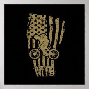 愛国 MTB マウンテンバイク アメリカ国旗 ポスター