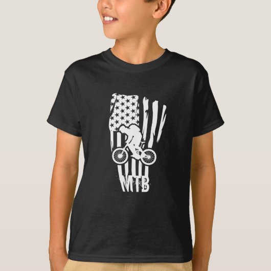愛国 MTB マウンテンバイク アメリカ国旗 Tシャツ (正面)