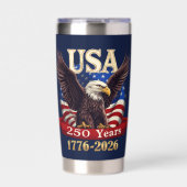 愛国 USA 250周年 1776-2026 アメリカ国旗 イーグル 保温保冷タンブラー (正面)