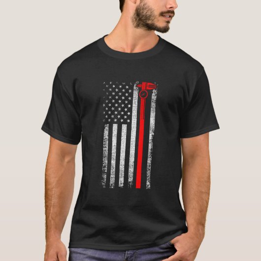 愛国CNC機械オペレーター アメリカ国旗 Ma Tシャツ (正面)