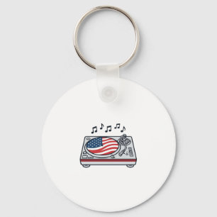 愛国DJターンテーブル音楽ビンテージTシャツデザイン キーホルダー