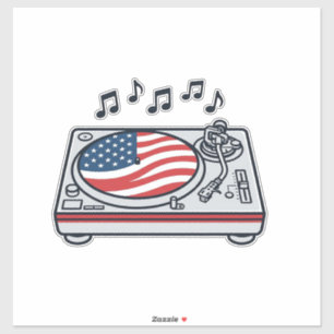 愛国DJターンテーブル音楽ビンテージTシャツデザイン シール