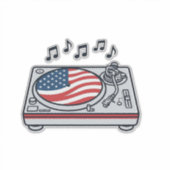 愛国DJターンテーブル音楽ビンテージTシャツデザイン シール (正面)