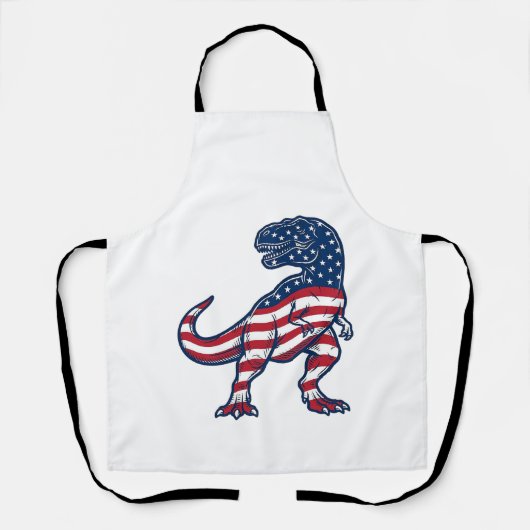 愛国T-Rexアメリカ国旗恐竜デザイン_1 エプロン (正面)