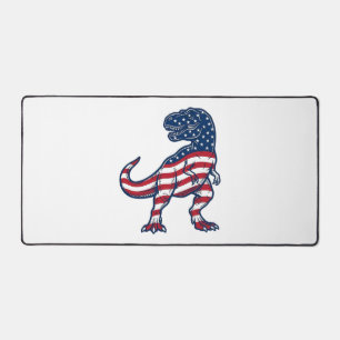 愛国T-Rexアメリカ国旗恐竜デザイン_1 デスクマット