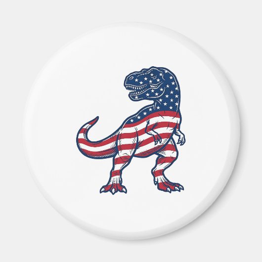 愛国T-Rexアメリカ国旗恐竜デザイン_1 マグネット (正面)