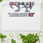 愛国T-Rex Amerisaurus Rex 白シャツデザイン キッチンタオル (折り畳み)