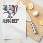愛国T-Rex Amerisaurus Rex 白シャツデザイン キッチンタオル (四つ折り)