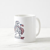 愛国T-Rex Amerisaurus Rex 白シャツデザイン コーヒーマグカップ (正面右)