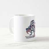 愛国T-Rex Amerisaurus Rex 白シャツデザイン コーヒーマグカップ (正面左)