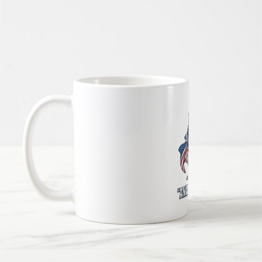 愛国T-Rex Amerisaurus Rex 白シャツデザイン コーヒーマグカップ (左)