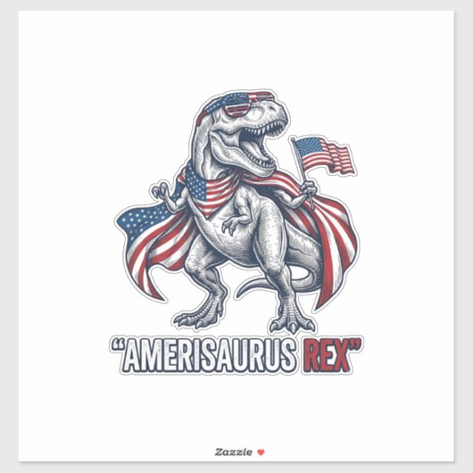 愛国T-Rex Amerisaurus Rex 白シャツデザイン シール (シート)