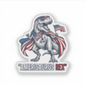 愛国T-Rex Amerisaurus Rex 白シャツデザイン シール (正面)
