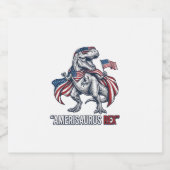 愛国T-Rex Amerisaurus Rex 白シャツデザイン スパークリングワインラベル (シングルラベル)