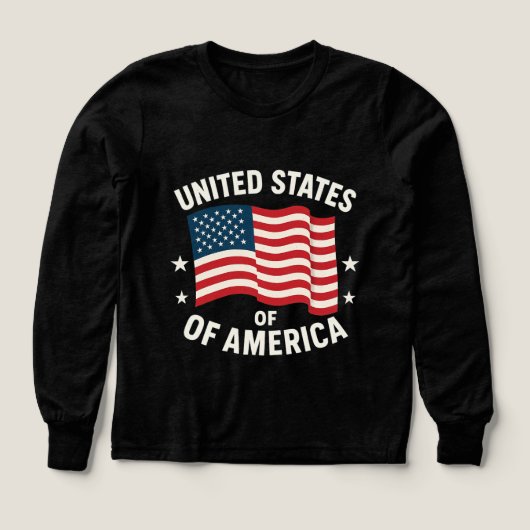 愛国USAフラッグボーイズシャツ – アメリカ合衆国 (デザイン正面)