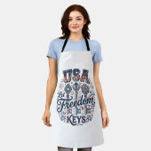愛国USA自由の鍵ベクターTシャツデザイン エプロン (着用した状態)