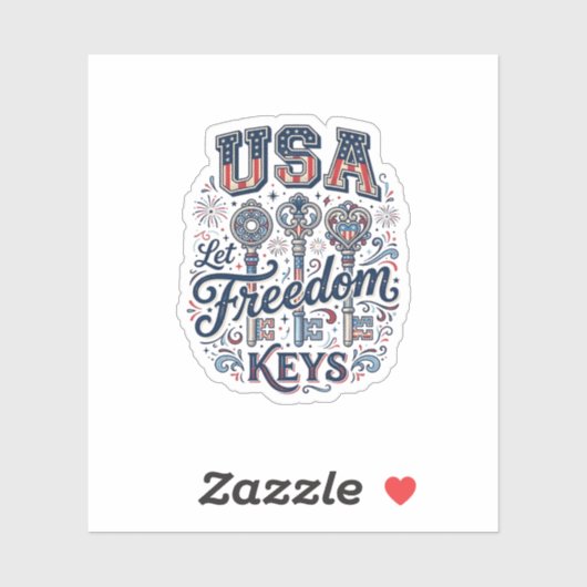 愛国USA自由の鍵ベクターTシャツデザイン シール (シート)