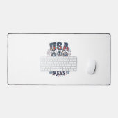 愛国USA自由の鍵ベクターTシャツデザイン デスクマット (キーボード&マウス)