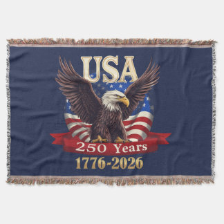 愛国USA250周年 1776-2026アメリカ国旗イーグル スローブランケット