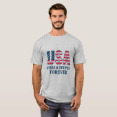 愛国USA Tシャツ - スターズ＆ストライプスフラッグTシャツ (正面フル)