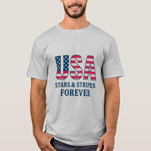 愛国USA Tシャツ - スターズ＆ストライプスフラッグTシャツ (正面)