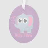 愛女の子の子供部屋部屋の装飾を持つベビー象 オーナメント (正面)