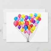 愛女の子の第1誕生日の招待状のピンクの赤を風船のようにふくらませて下さい 招待状 (裏面)