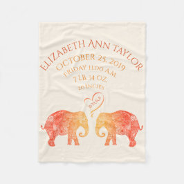 愛女の赤ちゃんの誕生の記録Stats象のトン フリースブランケット