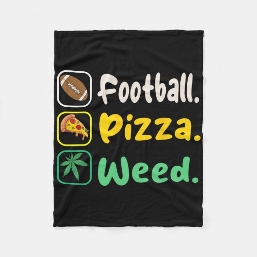 愛好家のハロウィーンのためのファンティーフットボールピザ雑草 フリースブランケット (正面)