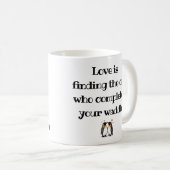 愛好家の場合、ペンギン引用文、名前の追加、カスタム コーヒーマグカップ (正面右)