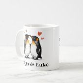 愛好家の場合、ペンギン引用文、名前の追加、カスタム コーヒーマグカップ (正面左)