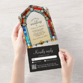 愛好家タロットステンドグラススタイルヨーロッ結婚パ オールインワン招待状 (貼ってはがせる)