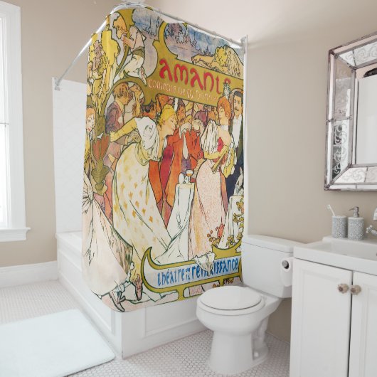 愛好家、アルフォンスミュシャ シャワーカーテン (インサイチュ)