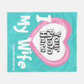 愛妻の結婚記念日のカップル写真が好き フリースブランケット (正面(横))