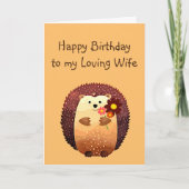 愛妻誕生日かわいいハリネズミ動物 カード (正面)