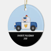 愛嬌のある警察官がパトカーオーナメント セラミックオーナメント (左)