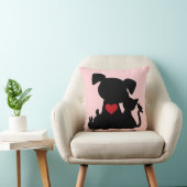 愛子犬と子猫シルエットピンク枕 クッション (椅子)