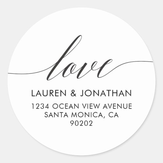 愛宛名ラベル、結婚している結婚式用シール ラウンドシール (正面)