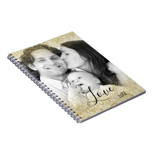 愛家族のフェイクな金ゴールドのグリッターの塵 ノートブック (右側)