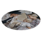 '愛'家族カスタムの写真と名前をカスタムする カッティングボード (角)