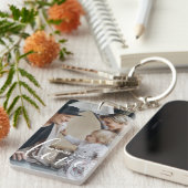 '愛'家族カスタムの写真と名前をカスタムする キーホルダー (正面右)