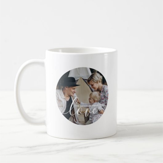 '愛'家族カスタムの写真と名前をカスタムする コーヒーマグカップ (左)