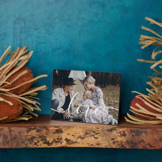 '愛'家族カスタムの写真と名前をカスタムする フォトプラーク (側面)