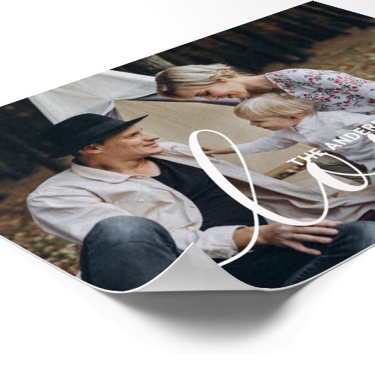 '愛'家族カスタムの写真と名前をカスタムする ポスター (角)