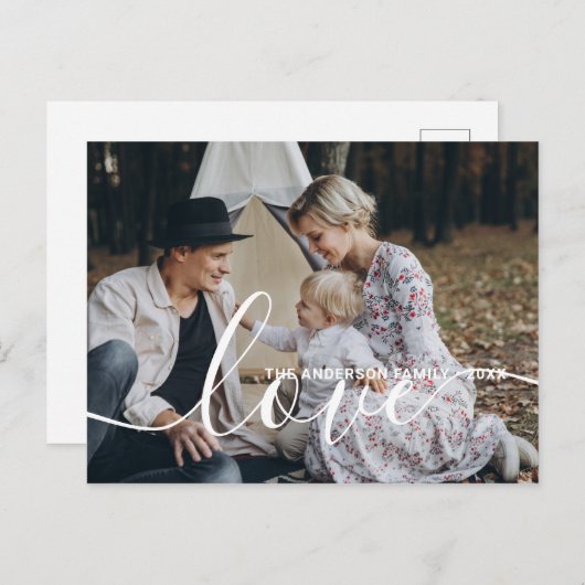 '愛'家族カスタムの写真と名前をカスタムする ポストカード (正面/裏面)