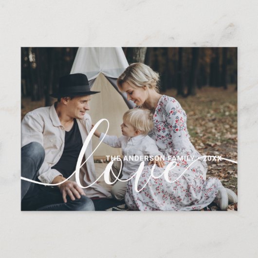 '愛'家族カスタムの写真と名前をカスタムする ポストカード (正面)